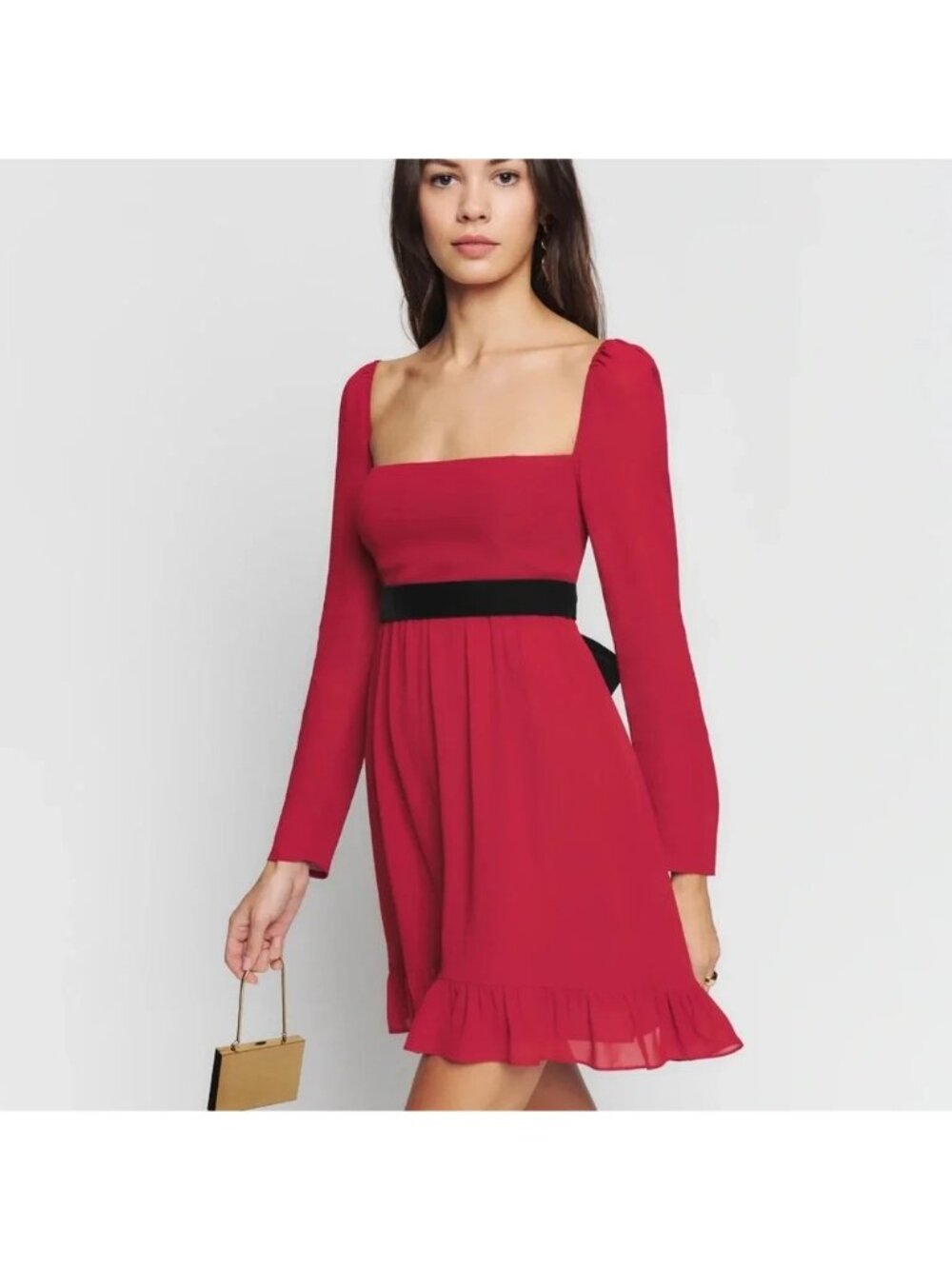 NWT Reformation Silves Babydoll Dress in Poinsettia